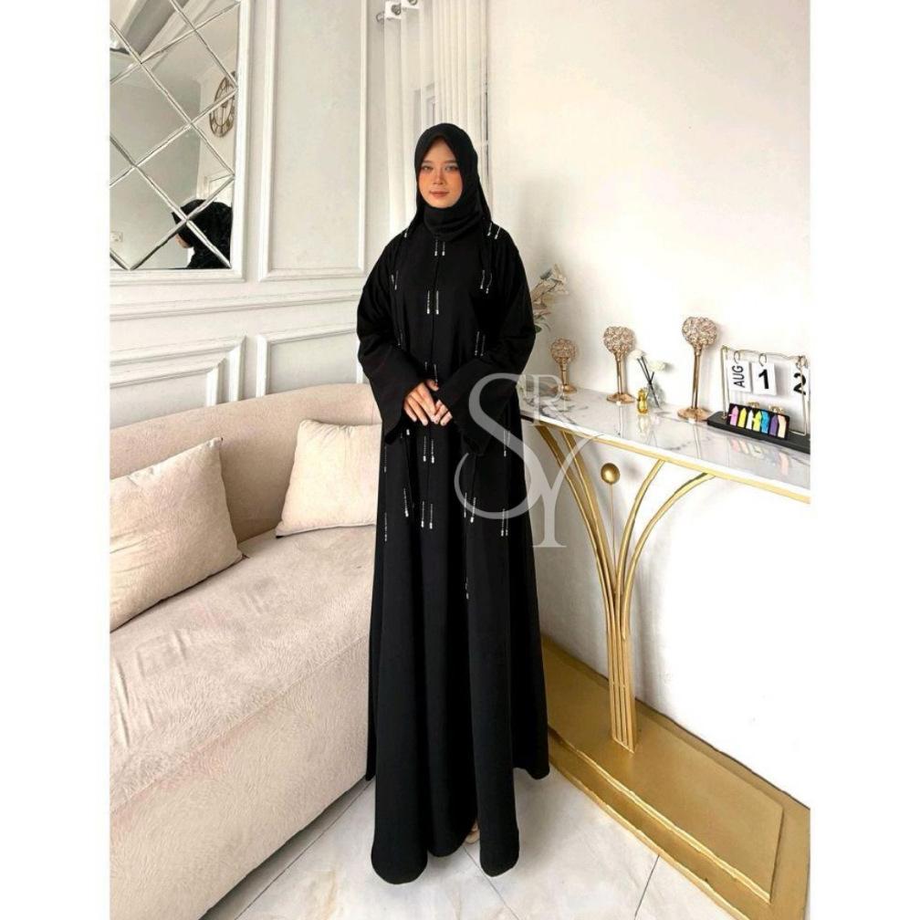 PROMO TERBARU Rizkia Abaya Simple Elegant Gamis Abaya Kekinian By Syarah Collections