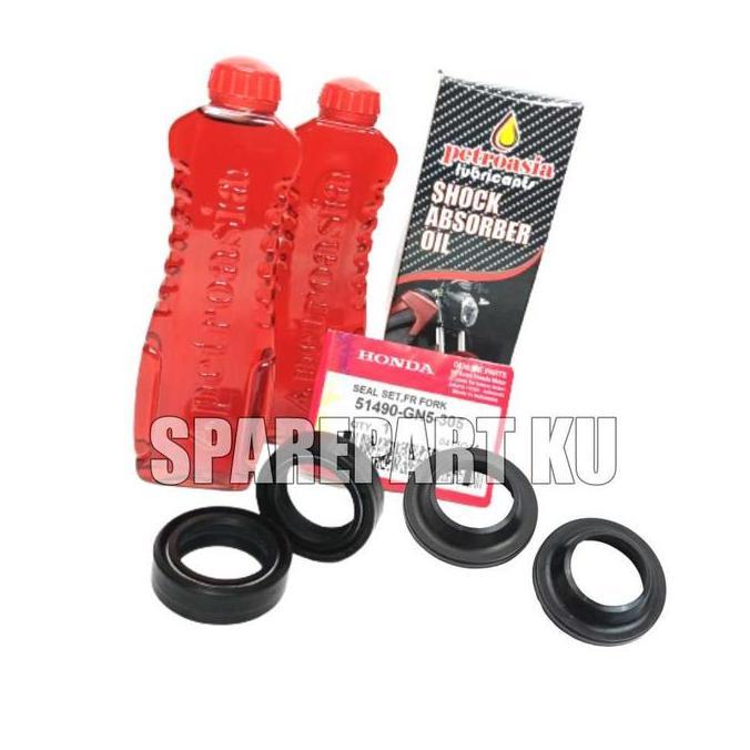 (HEMAT) PAKET SEAL SHOCK DEPAN VARIO GRAND SUPRA + OLI SIL SHOK + SEAL TUTUP DEBU BEAT KARBU KARISMA