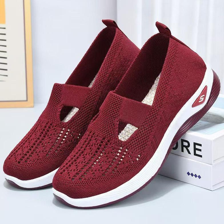 Hemat Solway [14 Warna] Sepatu Wanita Sepatu Flat Cewek Rajut Slip On Tahan Air Berpori Sol Karet An