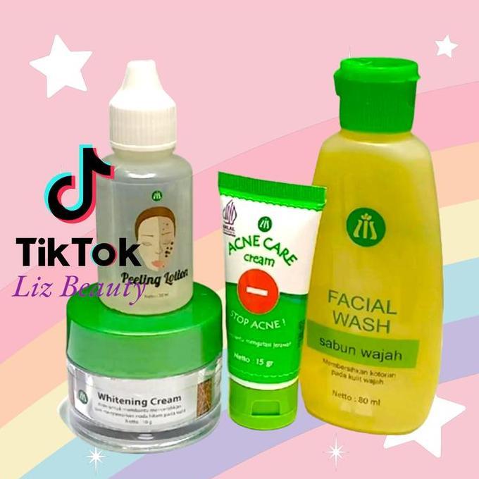 Murah Liz Skincare ( Paket Jerawat Berbekas Lubang ) - Facial Wash - Pelling Lotion - Acne Care Crea