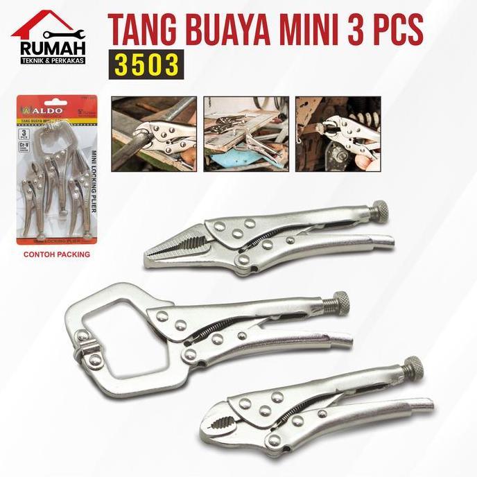 Promo TANG BUAYA MINI SET 3 PCS (3503) / Tang jepit mini set Diskon