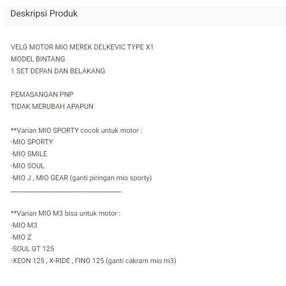 Velg Dnd Delkevic X1 Two Tone Bintang Vario 110 / Beat / Scoopy / Mio Sporty Soul J / Mio M3 Xeon Fi