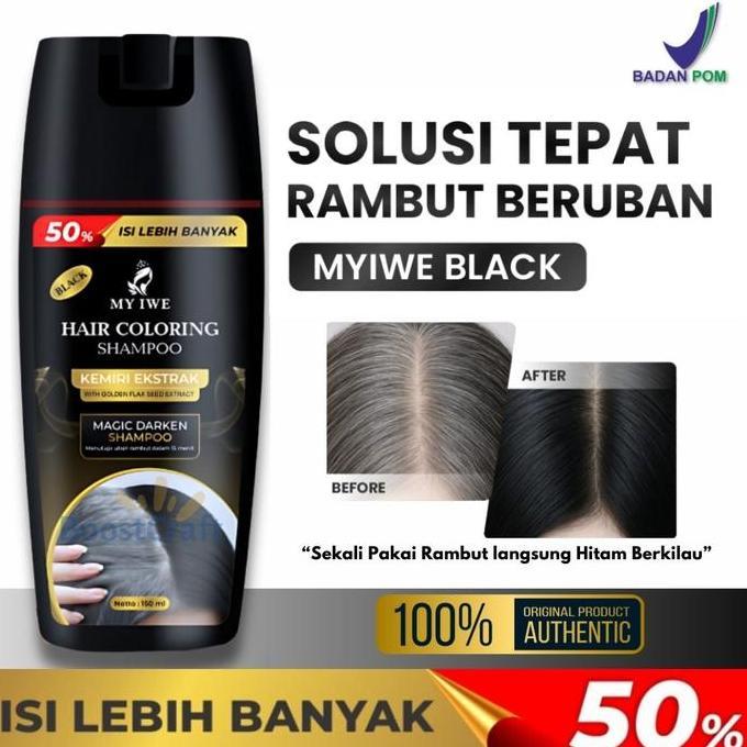 Haircare- My Iwe  Hair Coloring Shampo Hitam Shampoo Penghilang Uban Sampo My Iwe Penghitam Rambut U