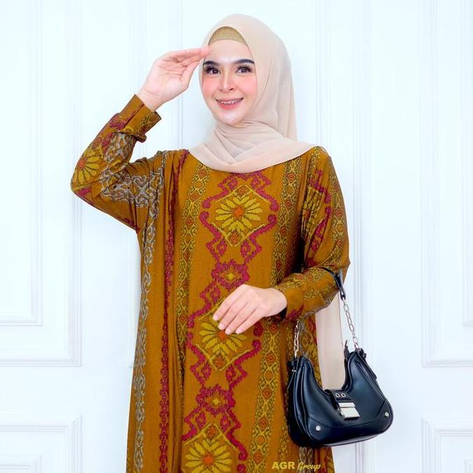 Gamis Calvin Jeans Waqiah Motif Grafis Size L XXL LD 100 110 Baju Dress Muslim Wanita Panjang Cantik