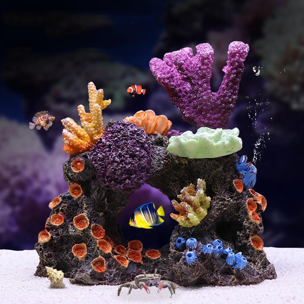 artificial coral reef tank, hiasan aquarium terumbu karang laut buatan, dekorasi aquarium terumbu ka