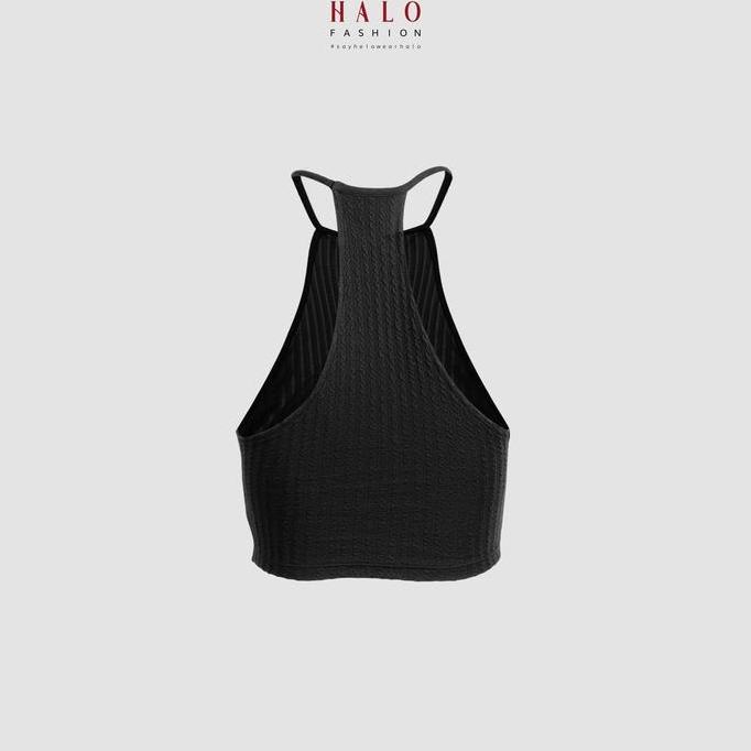 Bisakok- [Halofashion] Aline Korean Crinkle Crop Top Women Bra Sleeveless Tank Top Atasan Wanita Pan