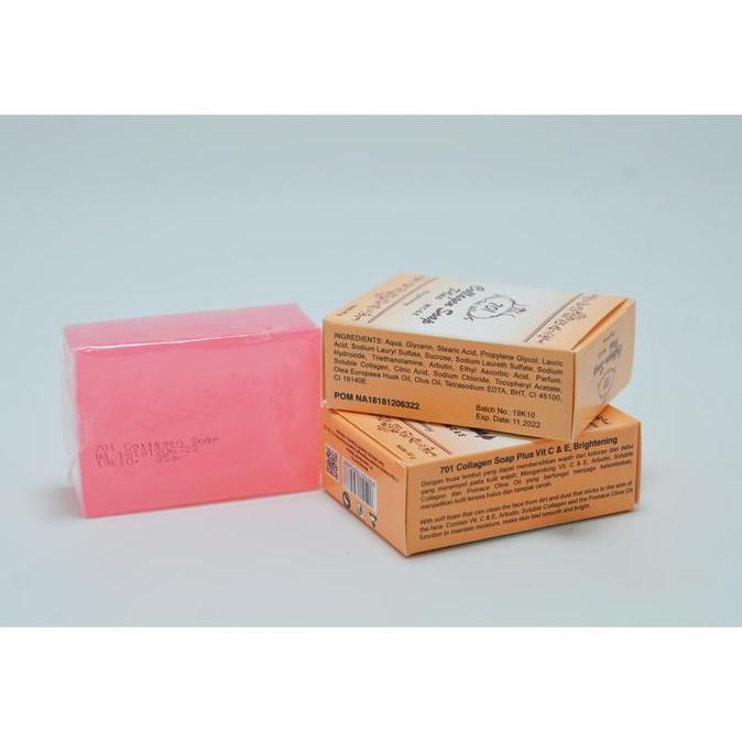 Wash- Cod ( 3Pcs ) Sabun Collagen 701 Plus Vit C & E Brightening Original / Bpom Sabun Colagen Colla