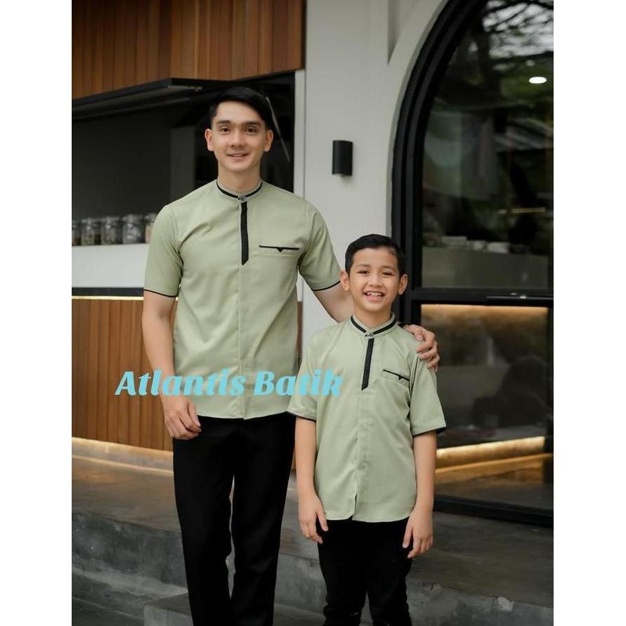 Baju Koko Couple Pria Dewasa Anak Terbaru Kain Toyobo Batik Kurta