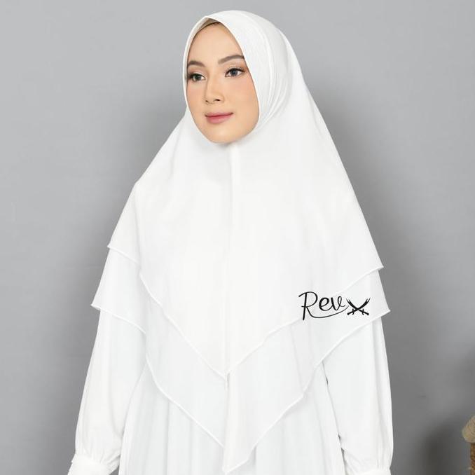 Gamis Haji Umroh Wanita Set Khimar Ceruty 2 Lapis Putih Ceruty Babydoll Premium Elegan Termurah