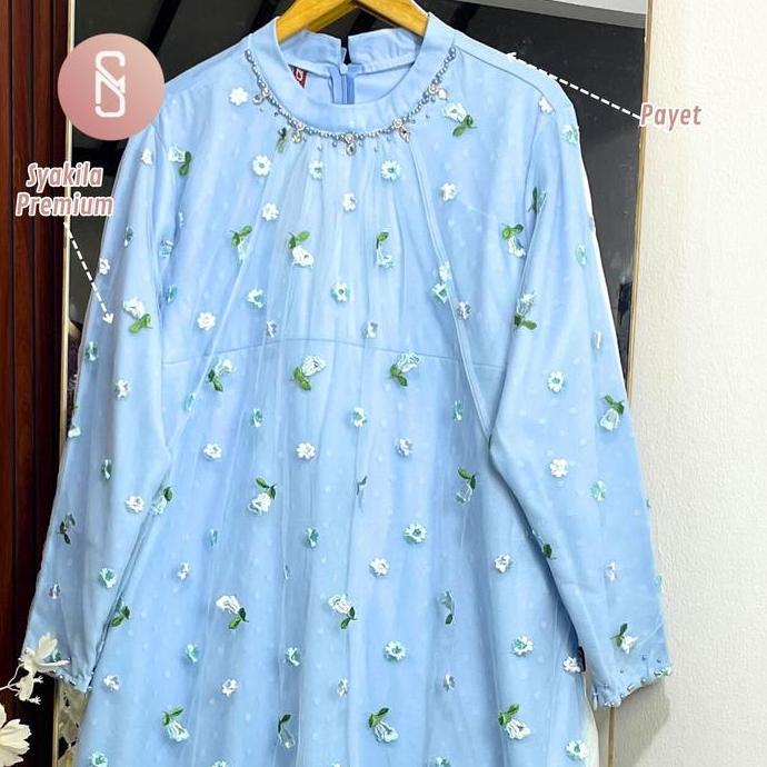 Myshawl Haura Gamis Jumbo Gamis Bigsize Gamis Brukat Kondangan Tille Motif Kasual Kondangan Wisuda K