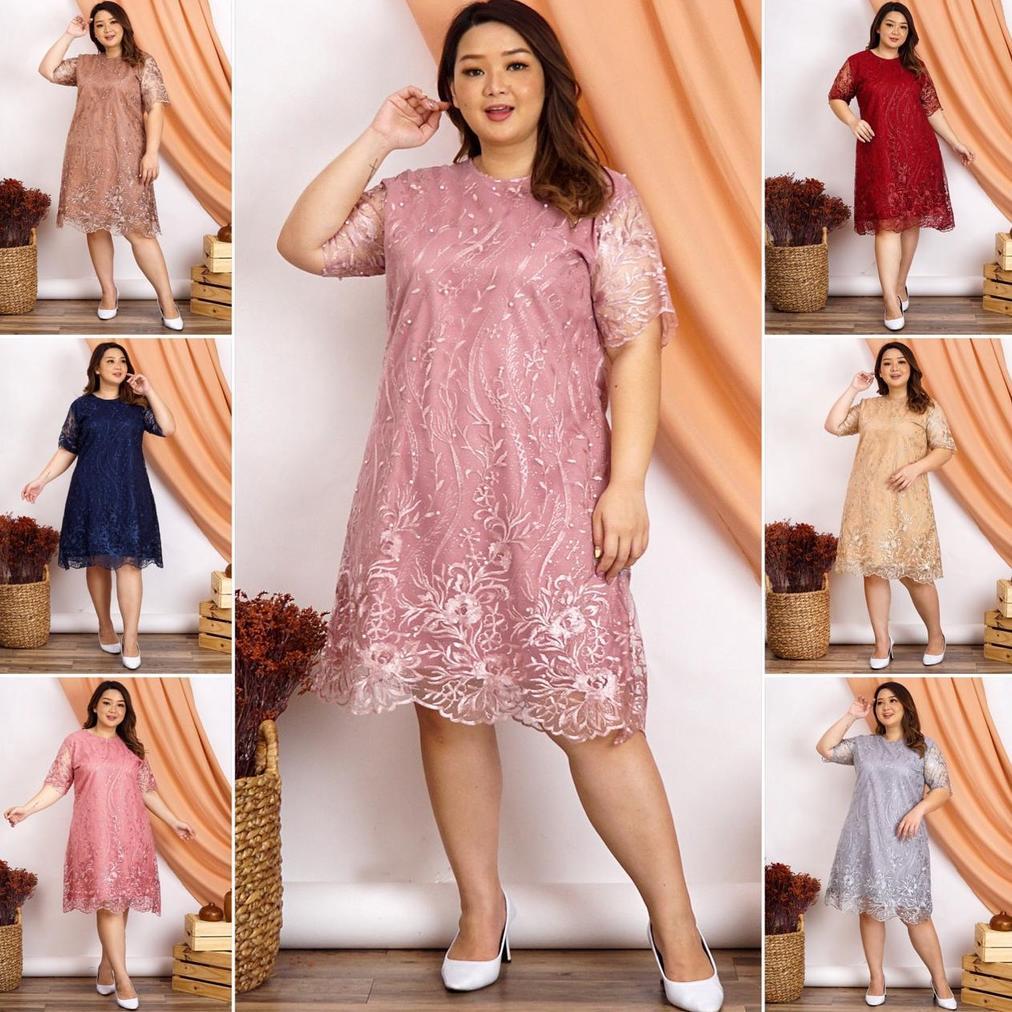 (Suplier)  Dress Tile XXL Bigsize Jumbo Brukat Tile Bordir Gliter IMLEK Tulle Tille