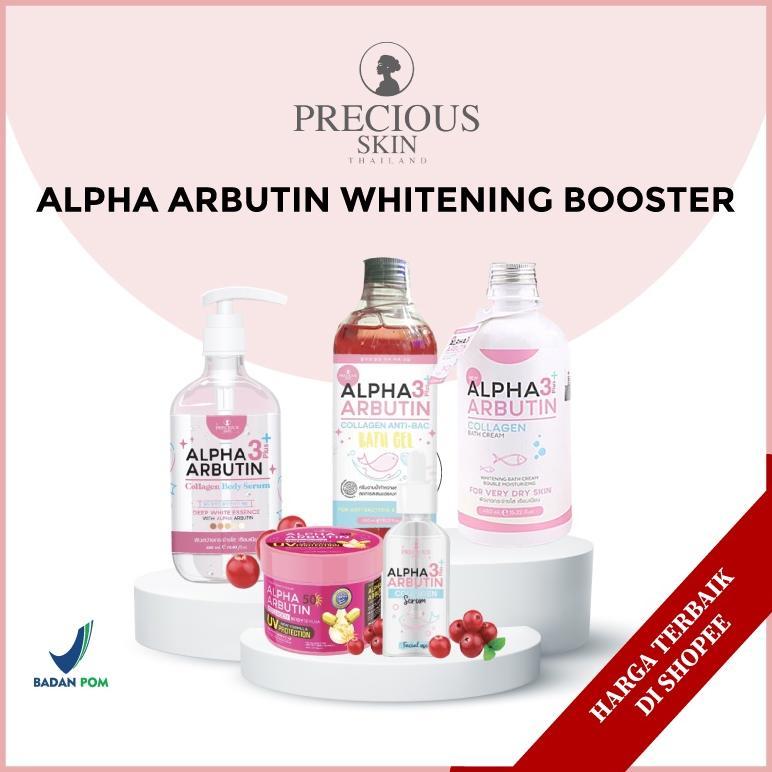 Precious Skin Alpha Arbutin 3Plus 10x Whitening Booster Collagen Body Serum - Bath Cream - Bath Gel 