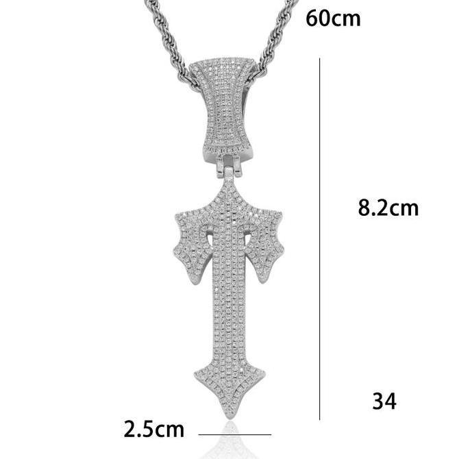 DE168 - Kalung Hip Hop Punk Rantai Cuban Berlian Penuh Kalung Paduan Liontin Ghost Gang Anime Pokemo