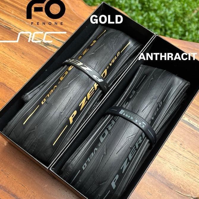 PIRELLI P ZERO VELO ETRTO COLOUR EDITION 700x25C 25-622 GOLD / ANTRACHIT / BAN LUAR SEPEDA ROAD BIKE