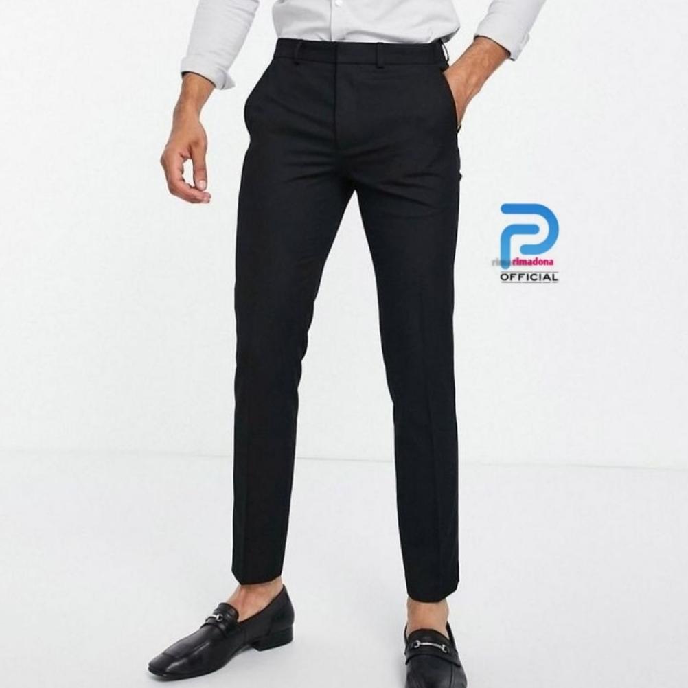 original celana kain formal celana kain  slimfit pria formal celana slimfit kantor celana kain hitam