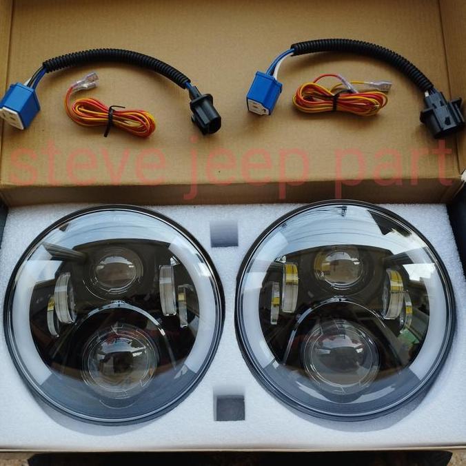 Headlamp lampu besar depan LED 7inch model JW speaker jeep wrangler JK