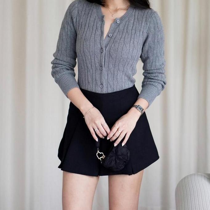 Lansungkirim- Karakiri - Carol Cable Knit Cardigan Top