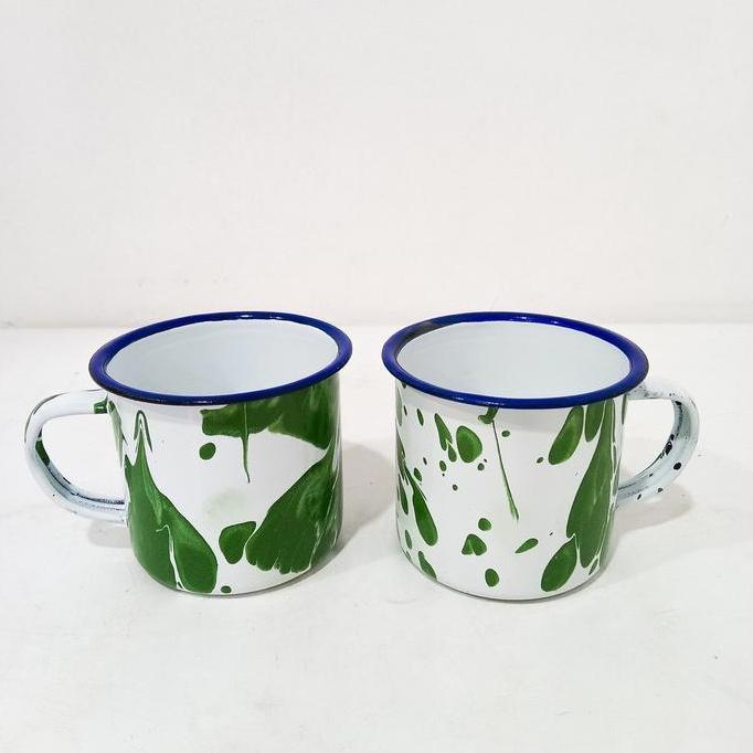 6pcs mug enamel blirik 7cm Minuman Kitchenware KUN