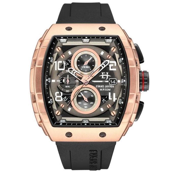 Evans Jayden Jam Tangan Pria 9554-2 Rubber Kaca Sapphire Chronograph Water Resistant 5ATM Watches te