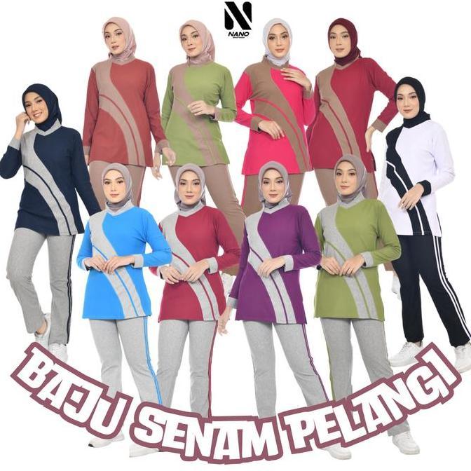 NANO SPORTSWEAR BAJU SENAM MUSLIM / BAJU SENAM MUSLIM PELANGI / BAJU SENAM MUSLIM Panjang Dewasa