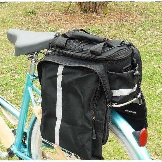 Tas Pannier di rak Sepeda belakang touring 3 in 1 Hitam import