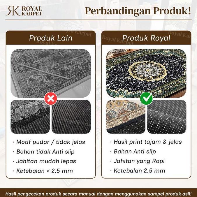 ROYAL - Karpet Eropa Premium Bahan Polyester Full Print Alas Karet Anti Slip Karpet lantai ruang tam