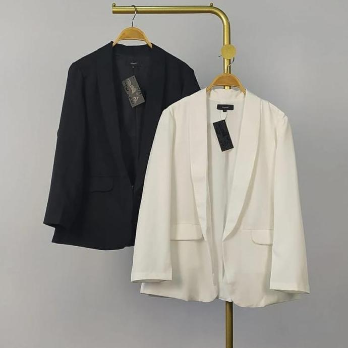 Lansungkirim- Blazer Blanik Wanita Super Jumbo Xxl Xxxl Hitam Panjang Putih Outer Oversize Atasan Ja