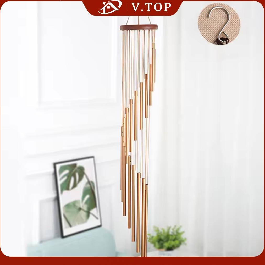 Lonceng Angin 18 Batang Kayu Pinus Desain Stabil