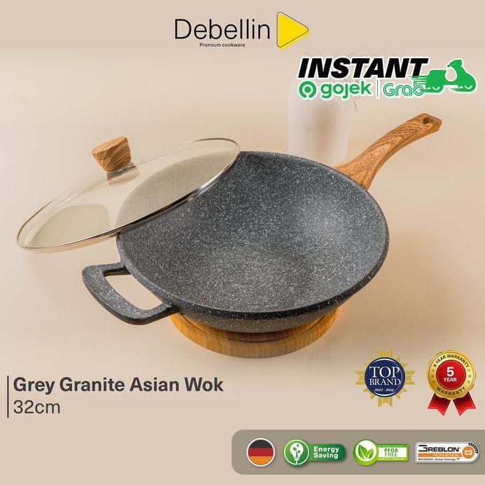 DEBELLIN Grey Granite Wok Pan 32 cm