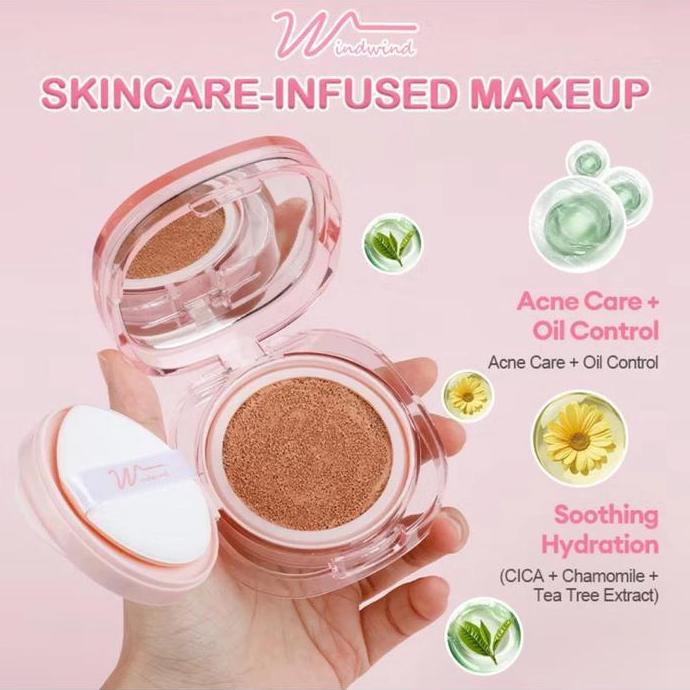 Bxbx- Windwind Soft Nude Sense Cushion Compact Concealer Pengontrol Minyak Bb Cream Alas Bedak Cushi