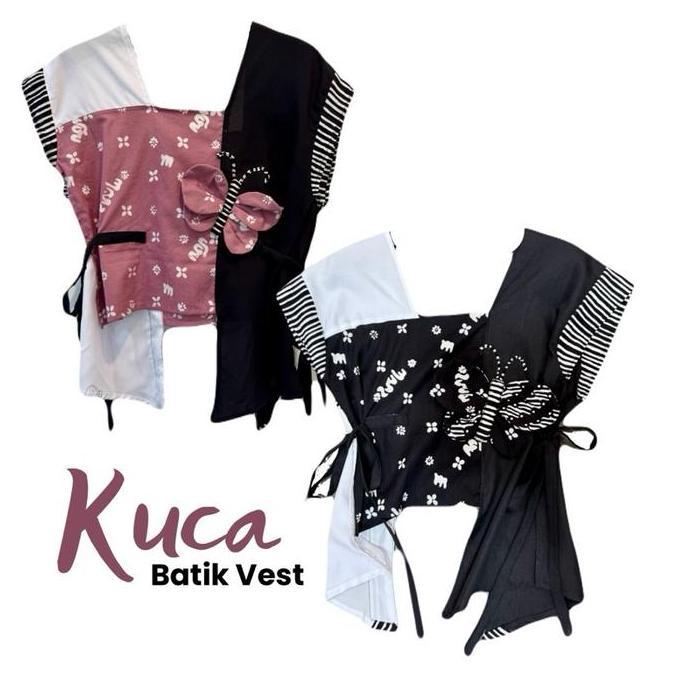 KUCA BATIK VEST - Convertible Vest Batik Unik dengan Aplikasi Kupu-Kupu 3D Handmade Outer Wanita All