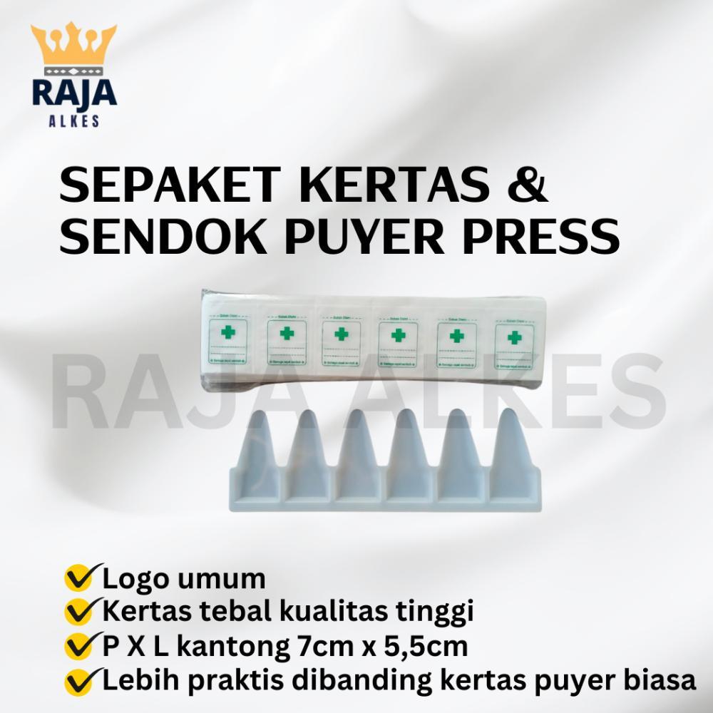 Sepaket Kertas Puyer Press Per 100 Lembar + Sendok Puyer Press Sendok Obat Puyer Sepaket Kertas Puye