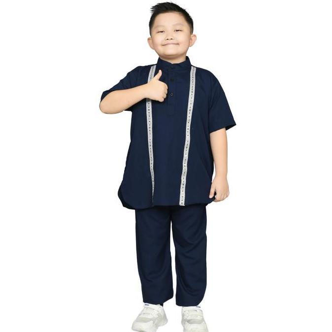 Junior Kids - Arka Koko Anak Laki Laki Lengan Pendek free peci Usia 1 10 Tahun Koko list Pita Batik 