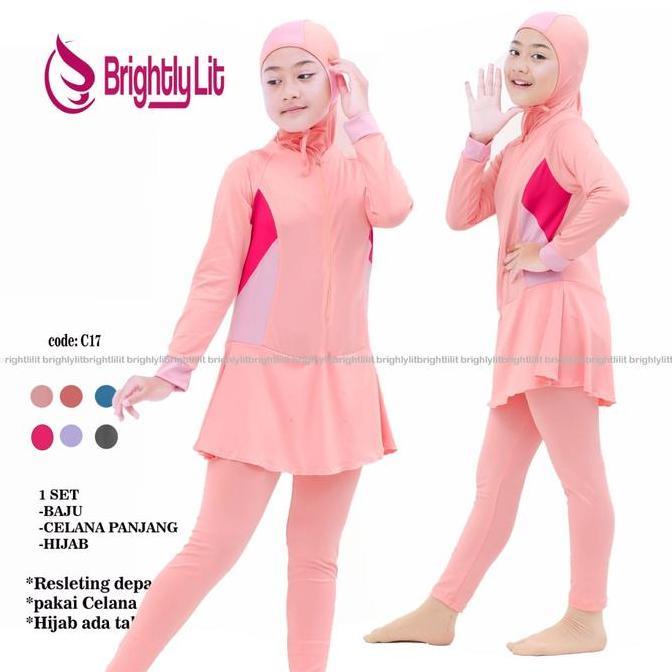 BrightlyLit- baju renang anak perempuan muslimah baju renang anak tanggung muslim baju renang anak p