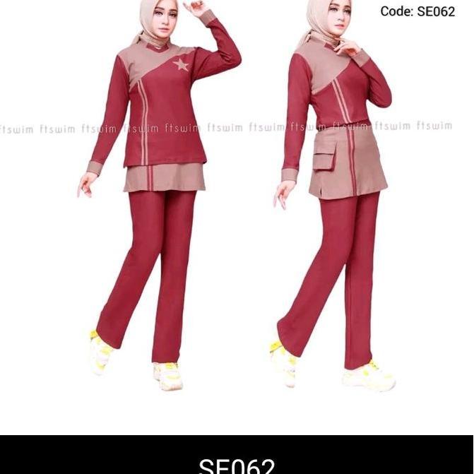Baju senam wanita baju olahraga wanita aerobik Muslim Panjang Setelan