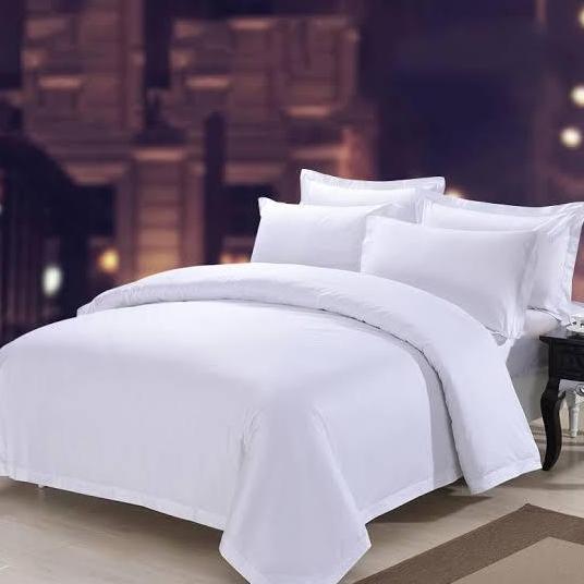 sprei set katun jepang premium polos putih