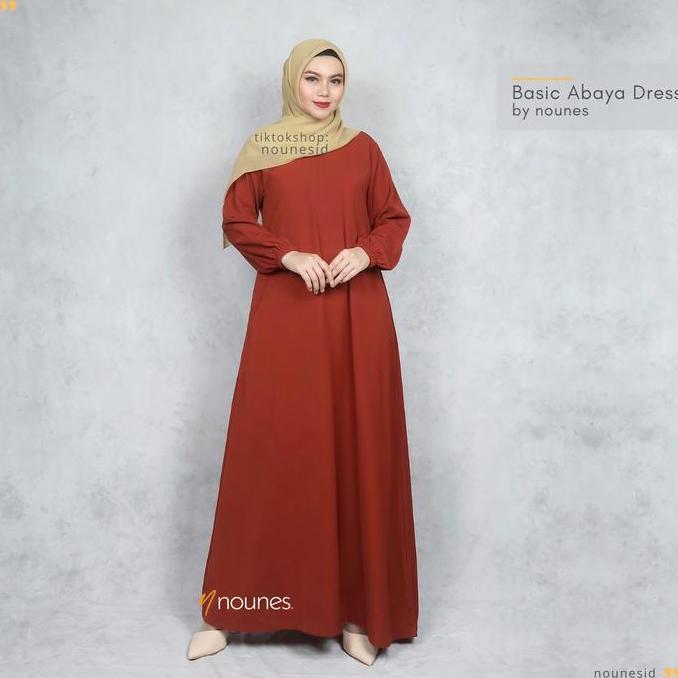 Nounes Basic Abaya Dress Gamis Daily Polos Wanita Muslim