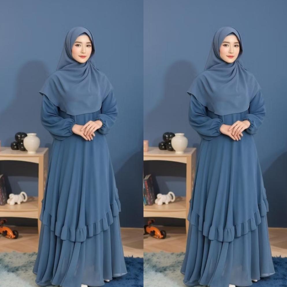 TERMURAH Gamis Malaysia Dewasa Ceruty Rempel Bawah Busui Friendly