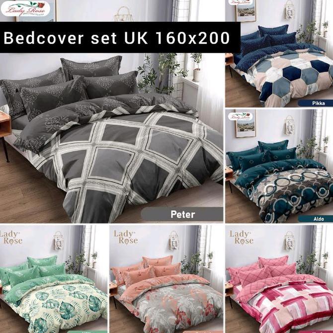 BEBAS ONGKIR - Bedcover set Ladyrose UK 160x200x30 / Bed cover Lady Rose Queen size No.2