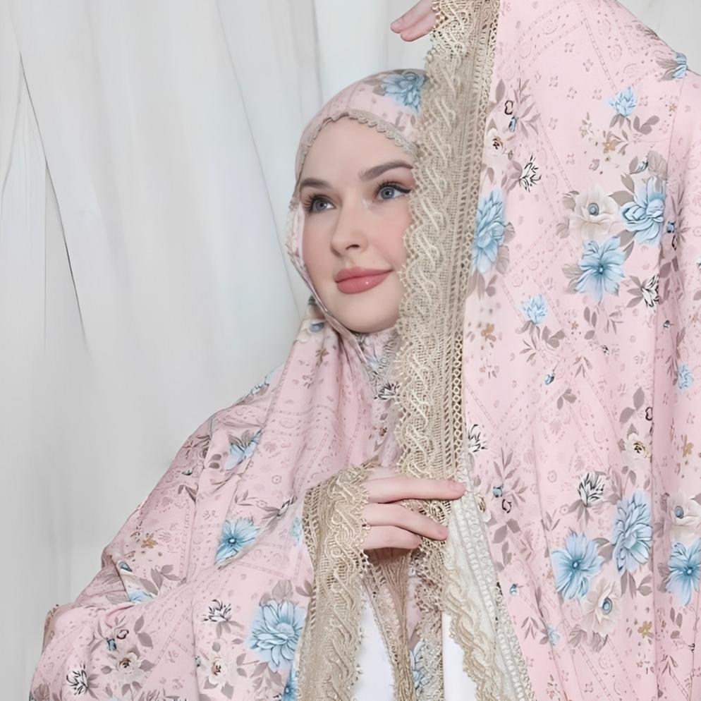 HOT Mukena Katun 2in1 | Mukena 2in1 Resleting Mukena Dewasa Motif Renda Set Tas TRAVELING MOTIF BUNG