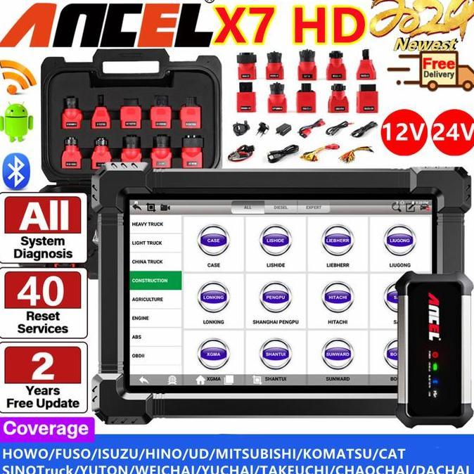 FERNOREN ANCEL X7 HD 12V-24V OBD2 Scanner Alat Diagnostik Mobil dan Truk