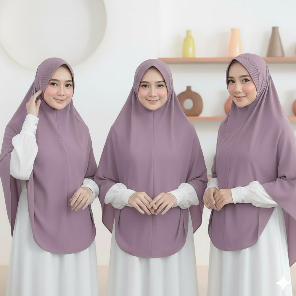 NEW DEALS Khimar Jumbo XXL Bergo Instan Jersey Tebal Adem, Tidak Menerawang