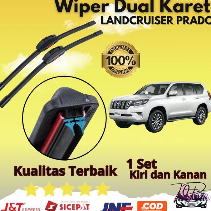 DHANISHON Wiper Double Karet Mobil Toyota Landcruiser Prado Frameless 1 Set Kiri dan Kanan Tanpa Ran