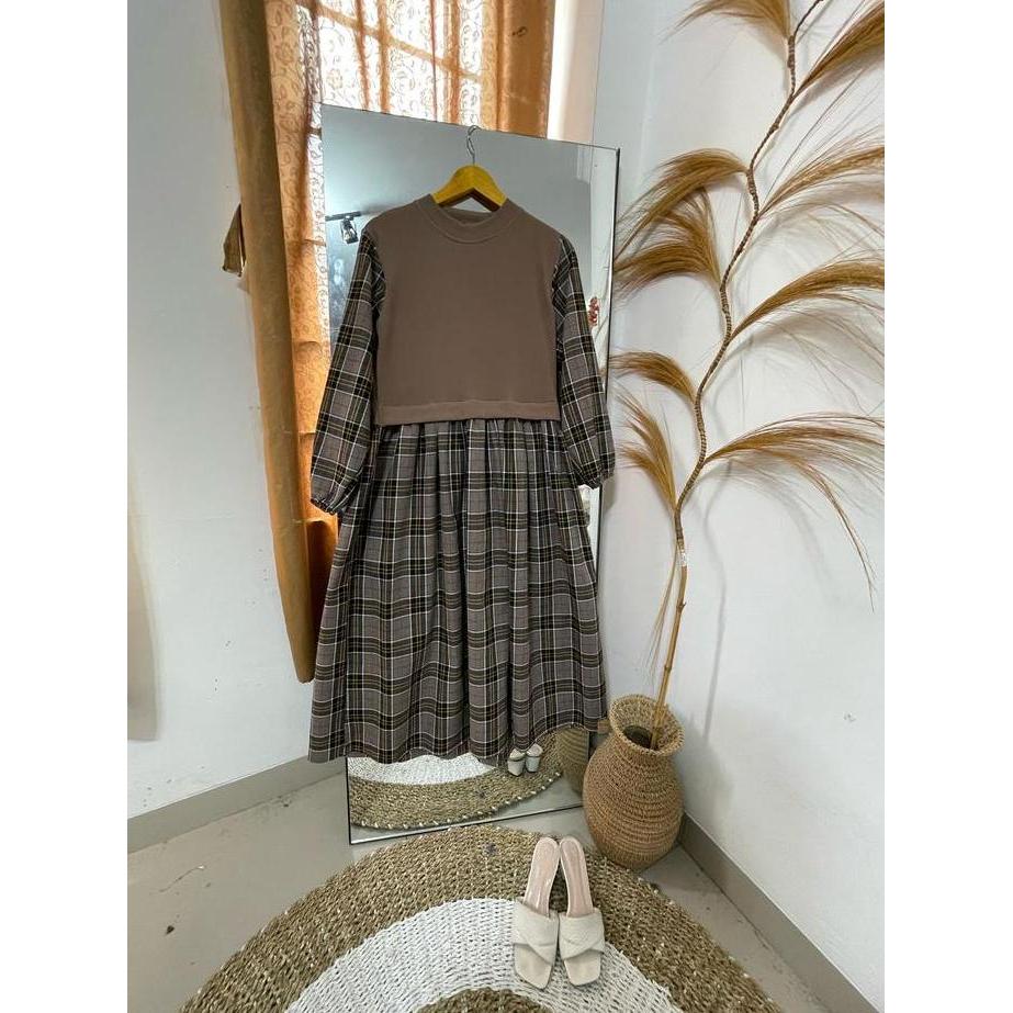 AB Collection LULA03 -15 Pakaian Muslimah Wanita Dewasa Model Terbaru Elegan Kekinian Midi Flanel Ko