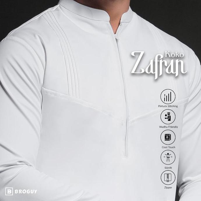 BROGUY Kemeja Koko Pria Premium Slim Fit Zafran