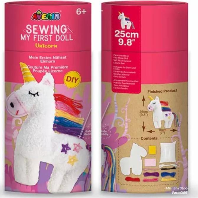 [FR} Avenir Sewing Doll Boneka Unicorn Mainan Kreatif Menjahit Anak