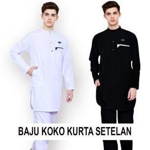 BAJU KOKO SETELAN POLOS LENGAN PANJANG - BAJU KURTA PAKISTAN SET CELANA - KOKO PRIA DEWASA