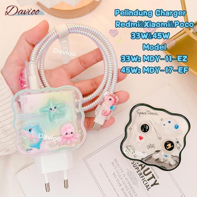 Pelindung Charger FOR REDMI/XIAOMI/POCO 33W&45W Motif Kristal Pelindung Kabel Charger Untuk Charger 