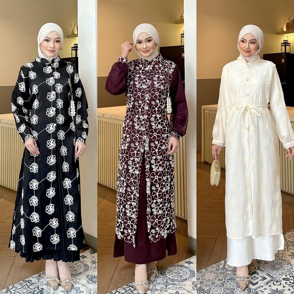 DISKON DEZHAF - FAAZA LONG TUNIK / TUNIK SILK BORDIR / TUNIK LEBARAN