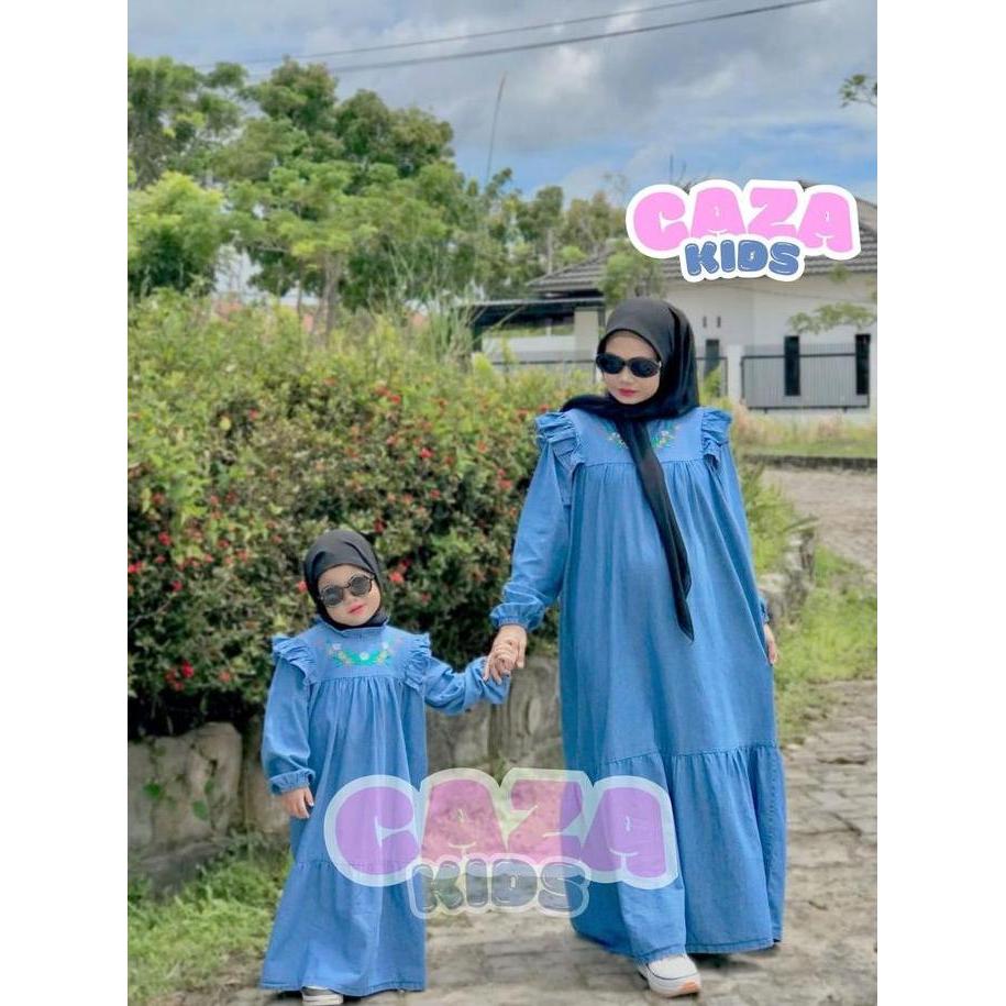 GAMIS COUPLE JASMINE 3-10 TAHUN | GAMIS JEANS ANAK PEREMPUAN | GAMIS JEANS DEWASA | GAMIS IBU DAN AN